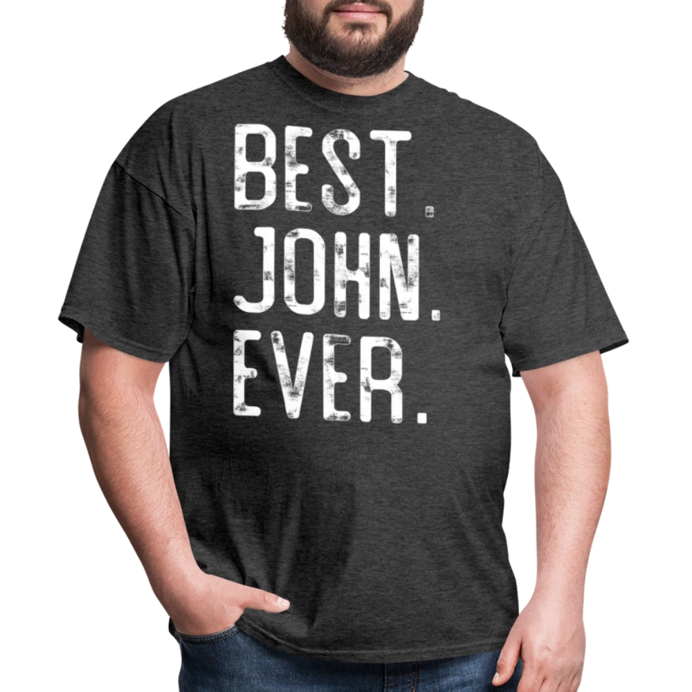 Funny Tee For Guys Named John T-shirt - heather black