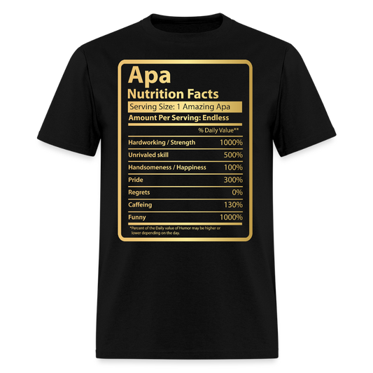 Funny Nutrition Facts Tee For Apa T-shirt - black