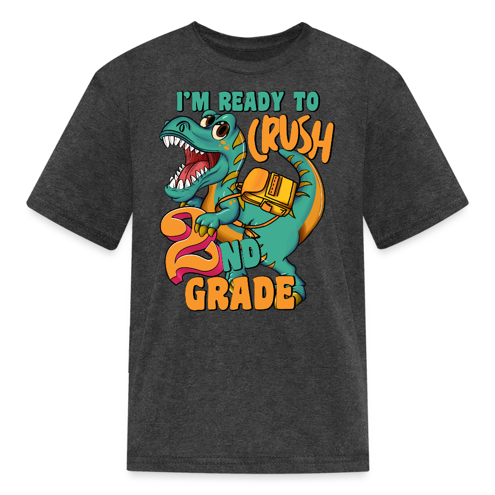 Ready To Crush 2nd Grade Dinosaur T-Shirt - heather black