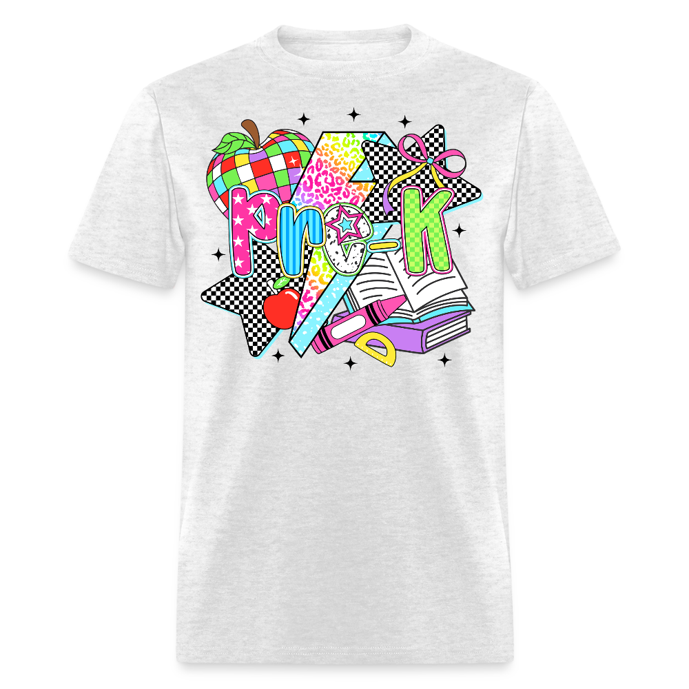 Colorful Pre K Teacher Back To School T-Shirt - light heather gray