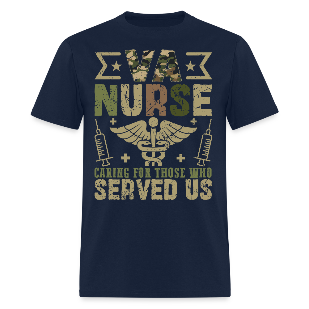 VA Nurse Caring For Those Who Served Us T-Shirt - navy