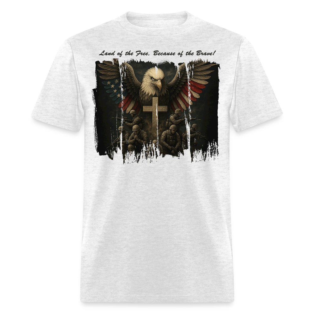 Land Of The Free Faith Based Military T-Shirt - light heather gray