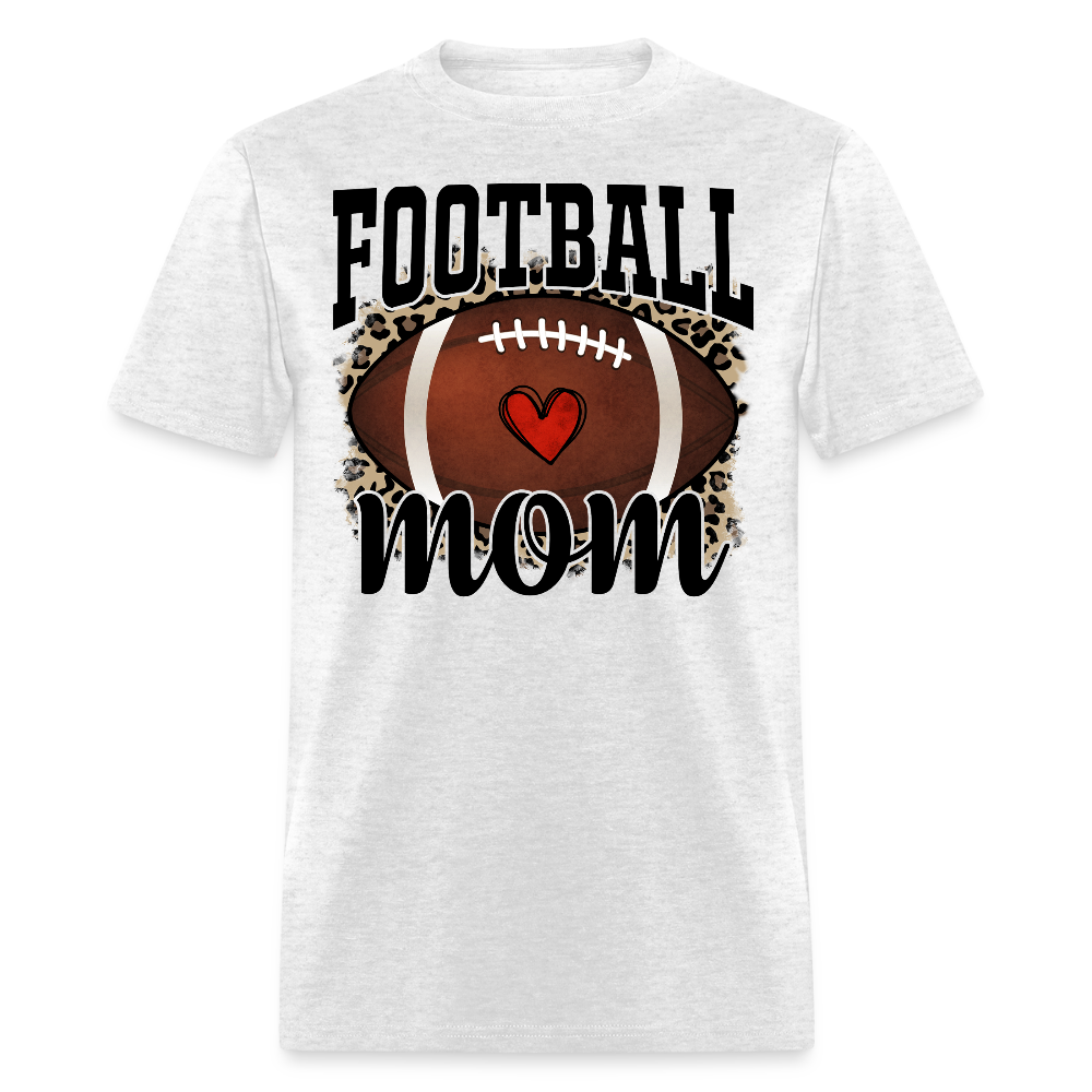 Football Mom Tee With Leopard Print T-shirt - light heather gray