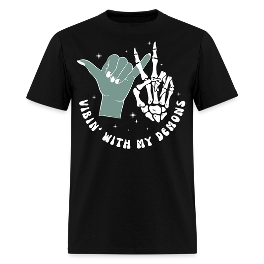 Vibin' With My Demons Skeleton Hand T-Shirt - black
