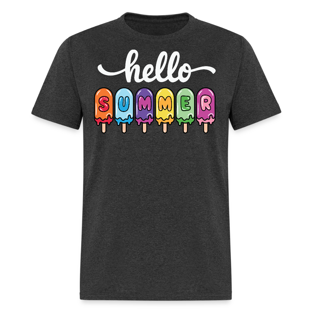 Hello Summer Colorful Ice Cream T-shirt - heather black