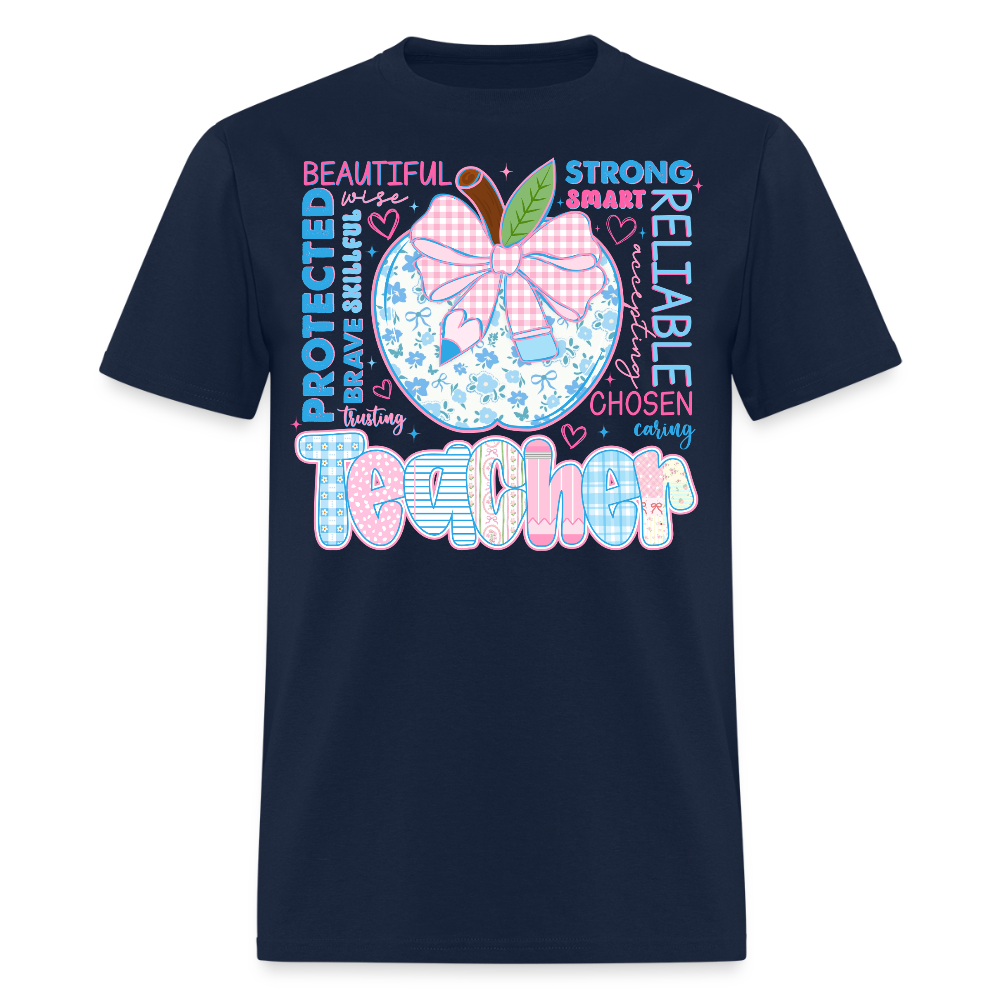 Strong Smart Brave Teacher Appreciation T-Shirt - navy