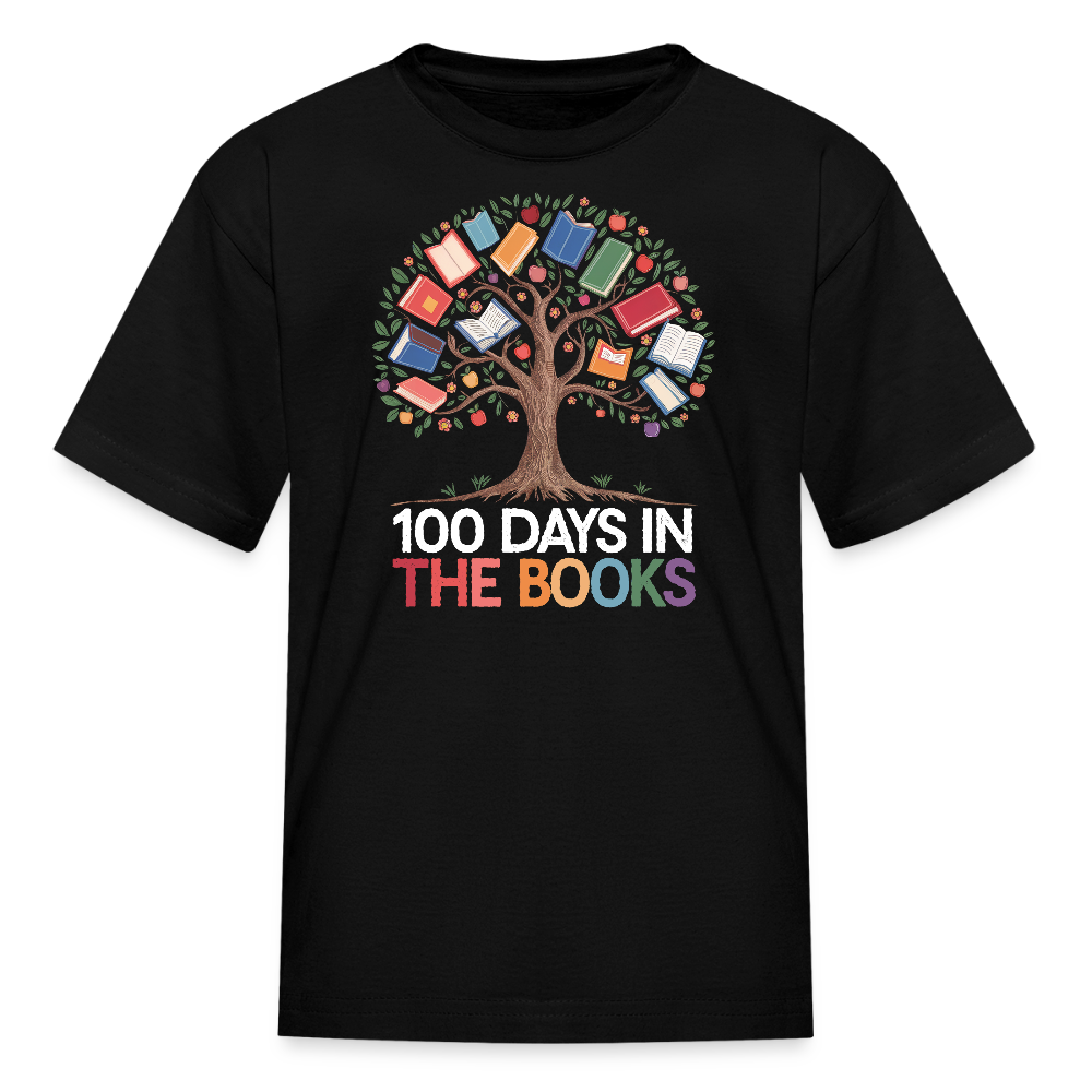 Reading Tree Graphic Tee 100 Days in the Books T-Shirt - black