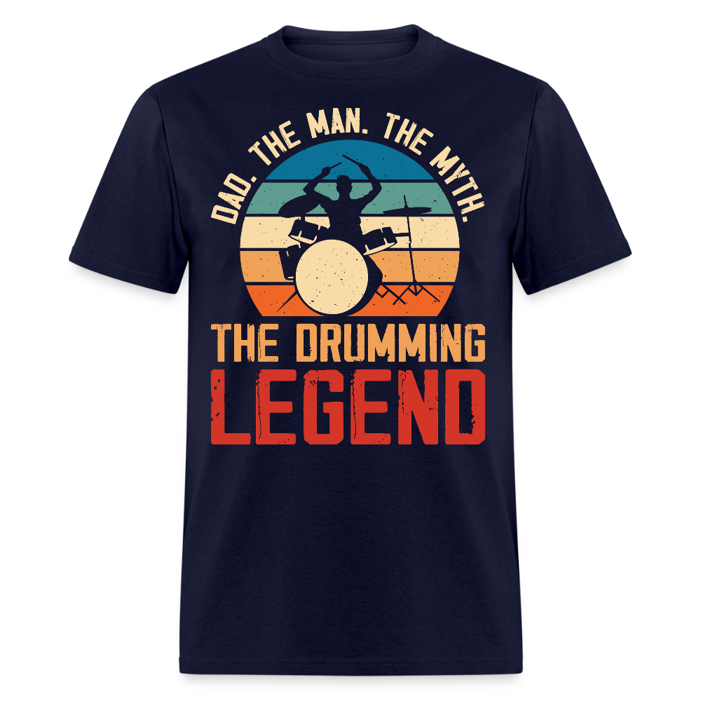 Vintage Drummer Dad Legend T-shirt - navy