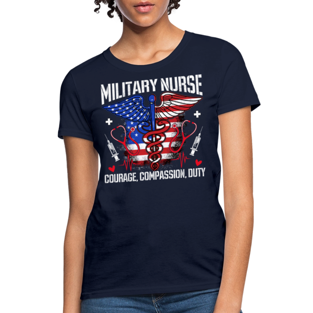 Military Nurse Courage Compassion Duty Patriotic Nurse T-shirt - navy