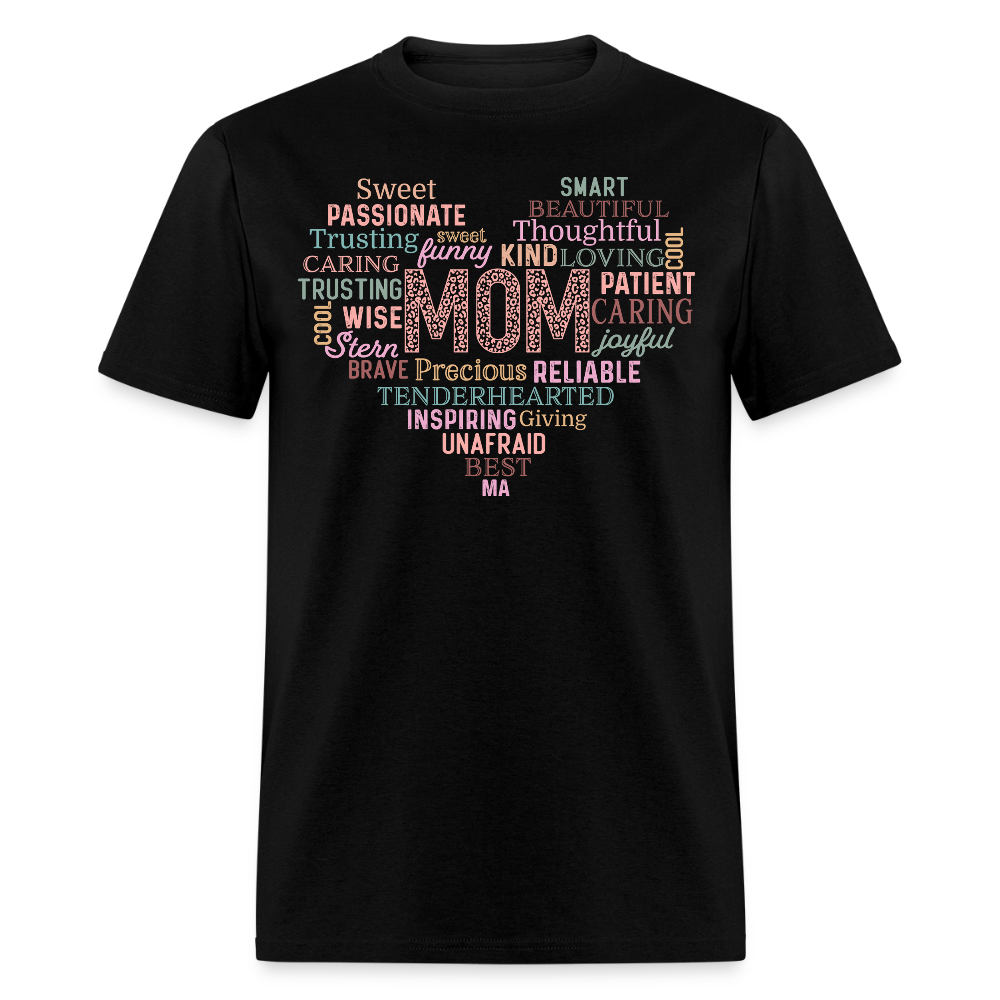 Heart Shaped Word Art Gift For Mom T-shirt - black