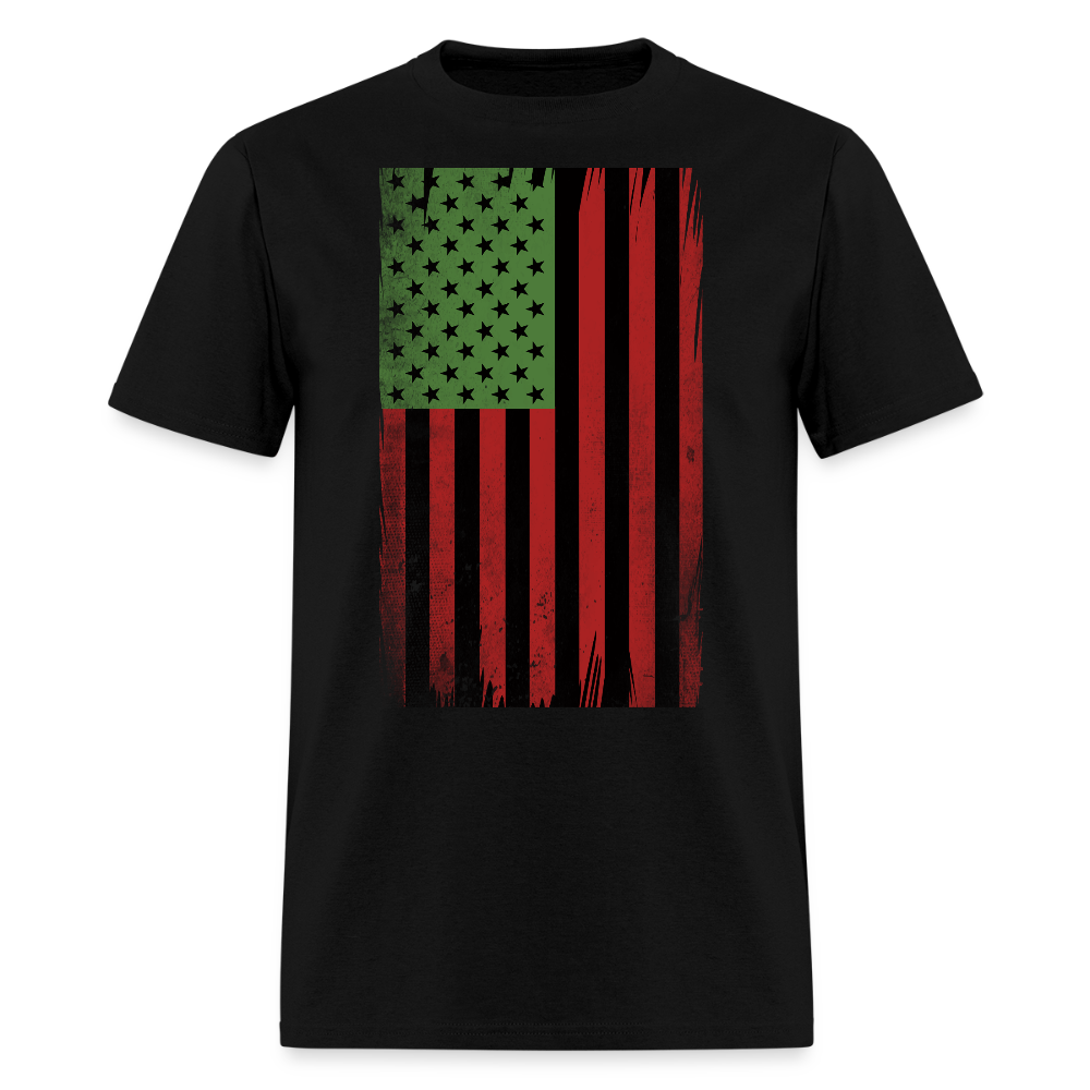 Red Black Green American Flag Juneteenth Celebration T-Shirt - black