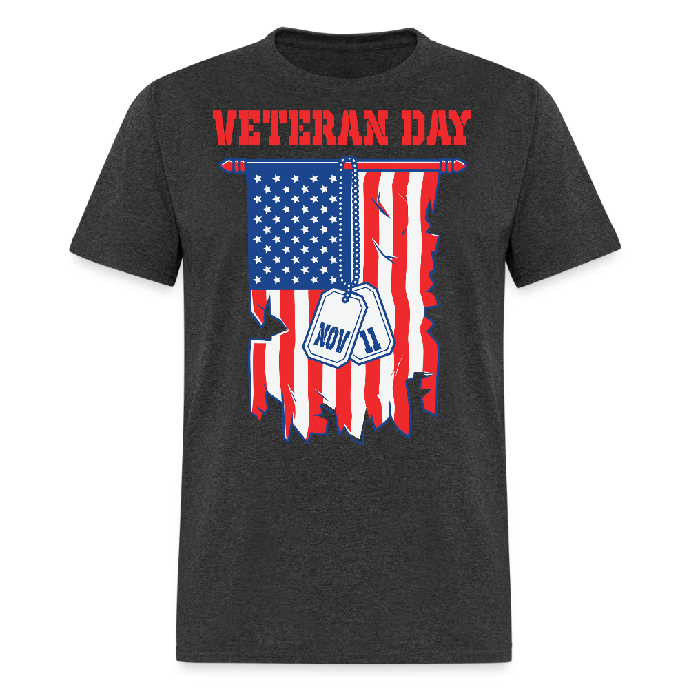 American Flag Distressed Veteran T-shirt - heather black