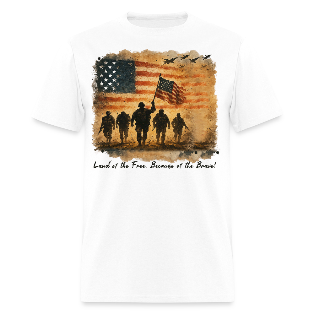 Land Of The Free Patriotic Military T-Shirt - white