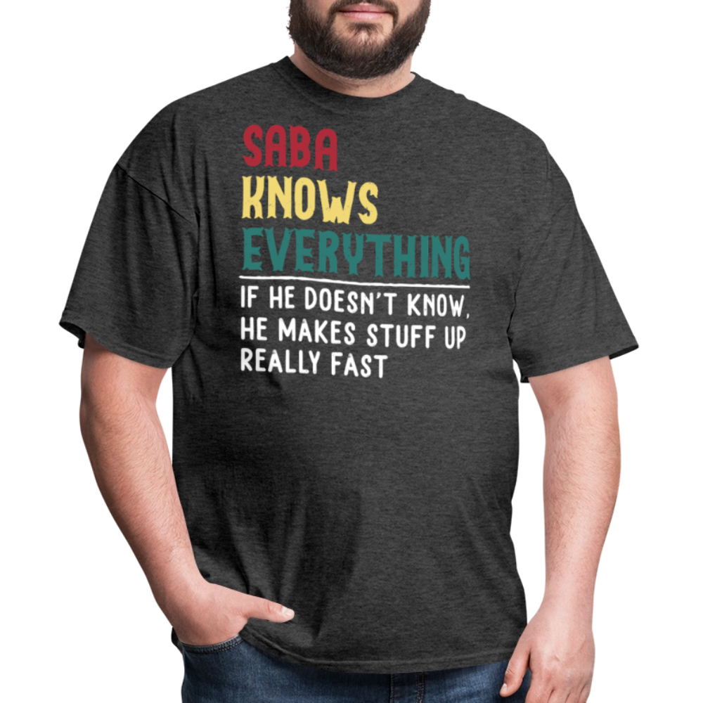 Saba Knows Everything Hebrew Grandfather T-shirt - heather black
