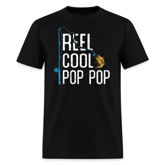 Reel Cool Pop Pop Fishing Gift T-shirt - black