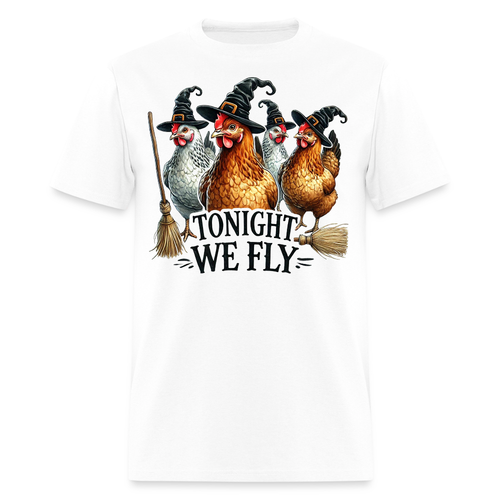Tonight We Fly Chicken Funny Halloween T-Shirt - white