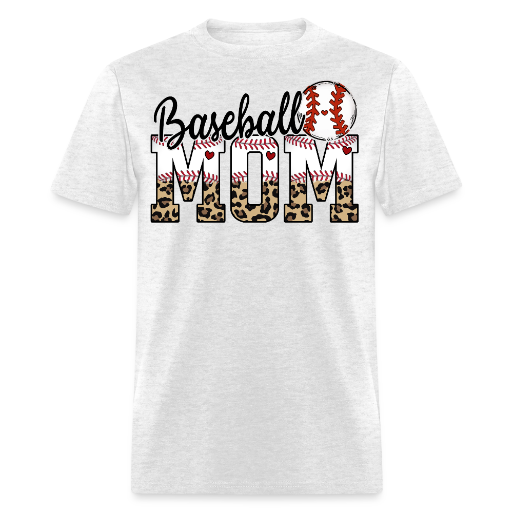 Cute And Stylish Baseball Mom Leopard Print T-shirt - light heather gray