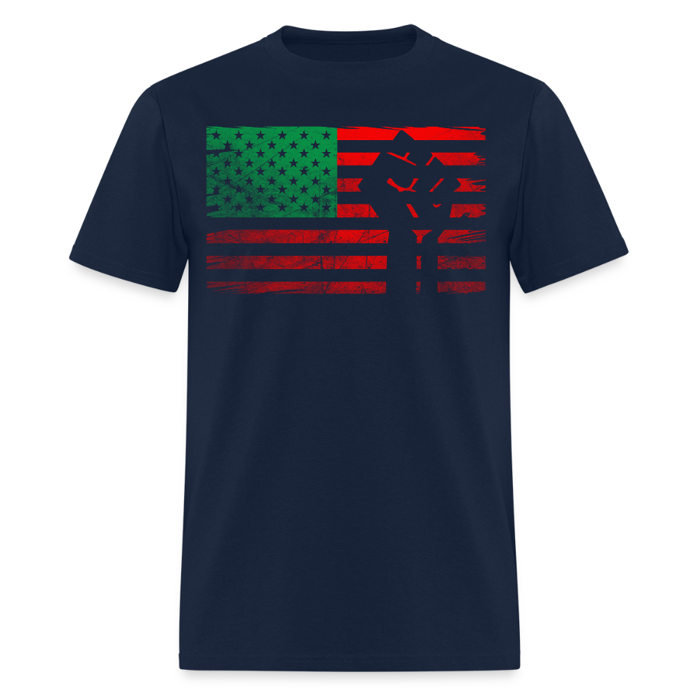 Pan African American Flag Black Power Fist T-Shirt - navy