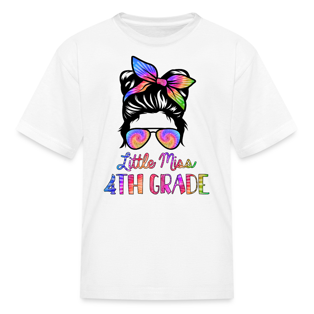 Little Miss 4th Grade Back to School T-Shirt - white