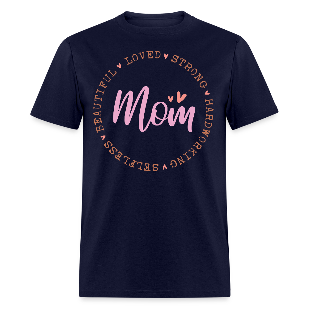 Loved And Strong Mom Graphic T-Shirt - navy