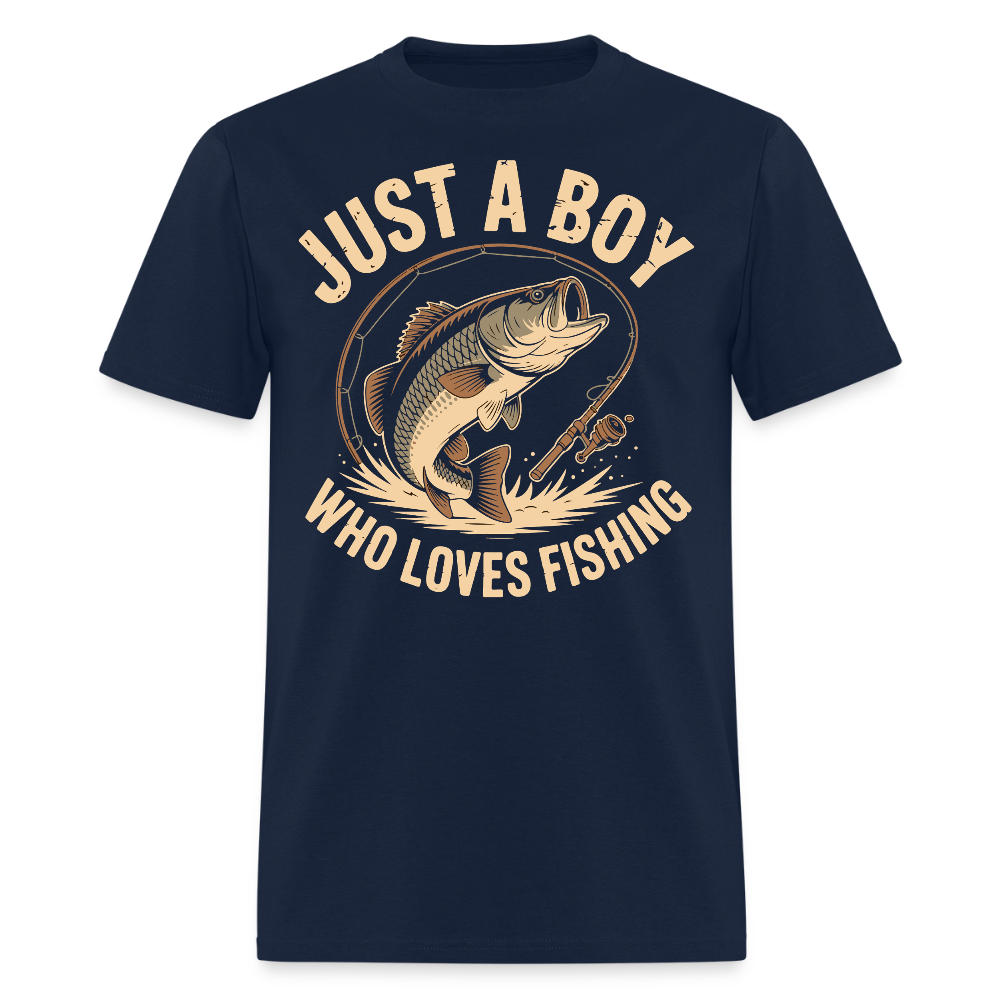 Just A Boy Who Loves Fishing Gift For Fishermen T-Shirt - navy