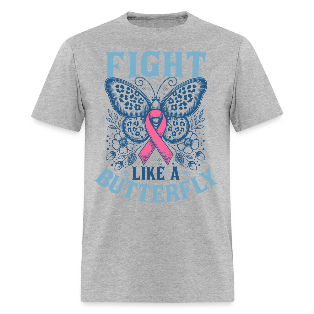 Fight Like A Butterfly Breast Cancer T-Shirt - heather gray