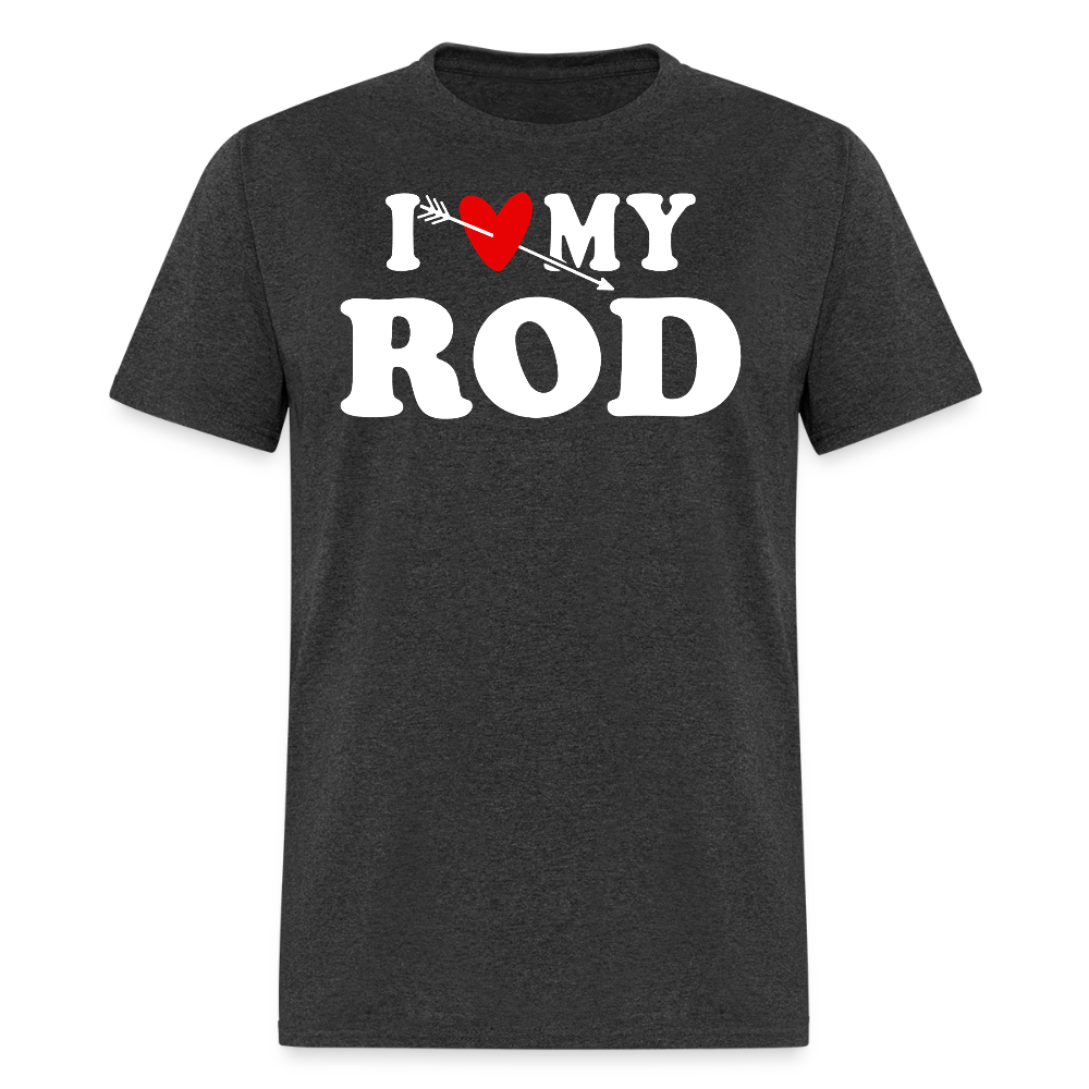 I Love My Rod Fishing T-shirt - heather black