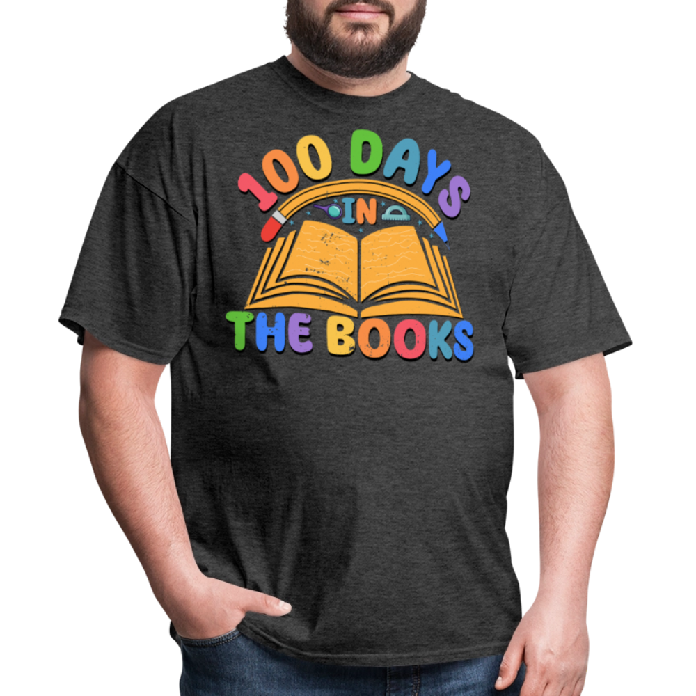 100 Days In The Books Reading Celebration Unisex T-shirt - heather black