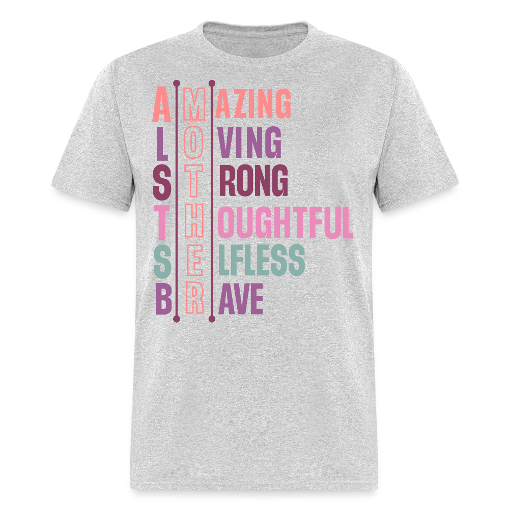 Brave Strong Thoughtful Mom T-shirt - heather gray