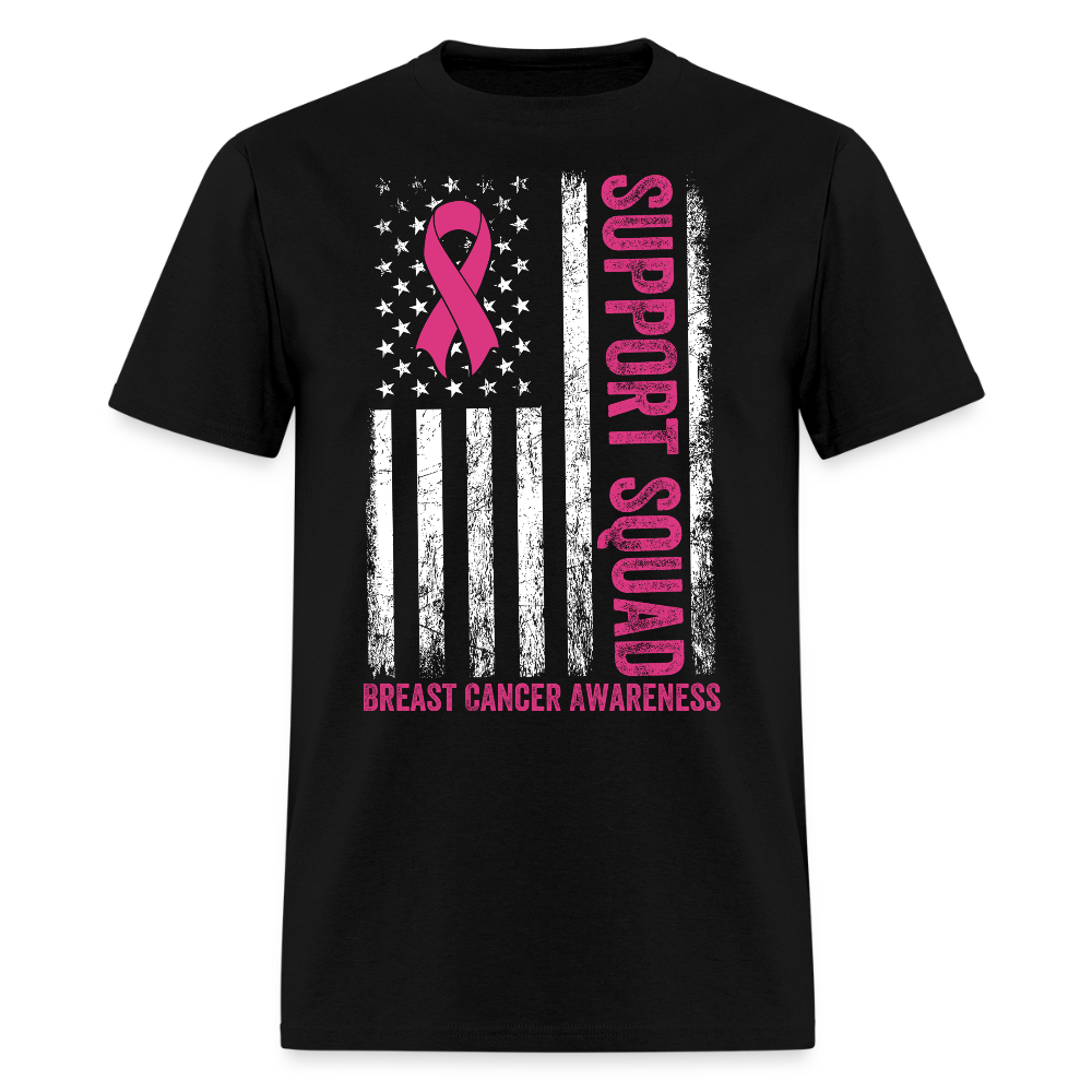 Support Breast Cancer Awareness American Flag T-Shirt - black