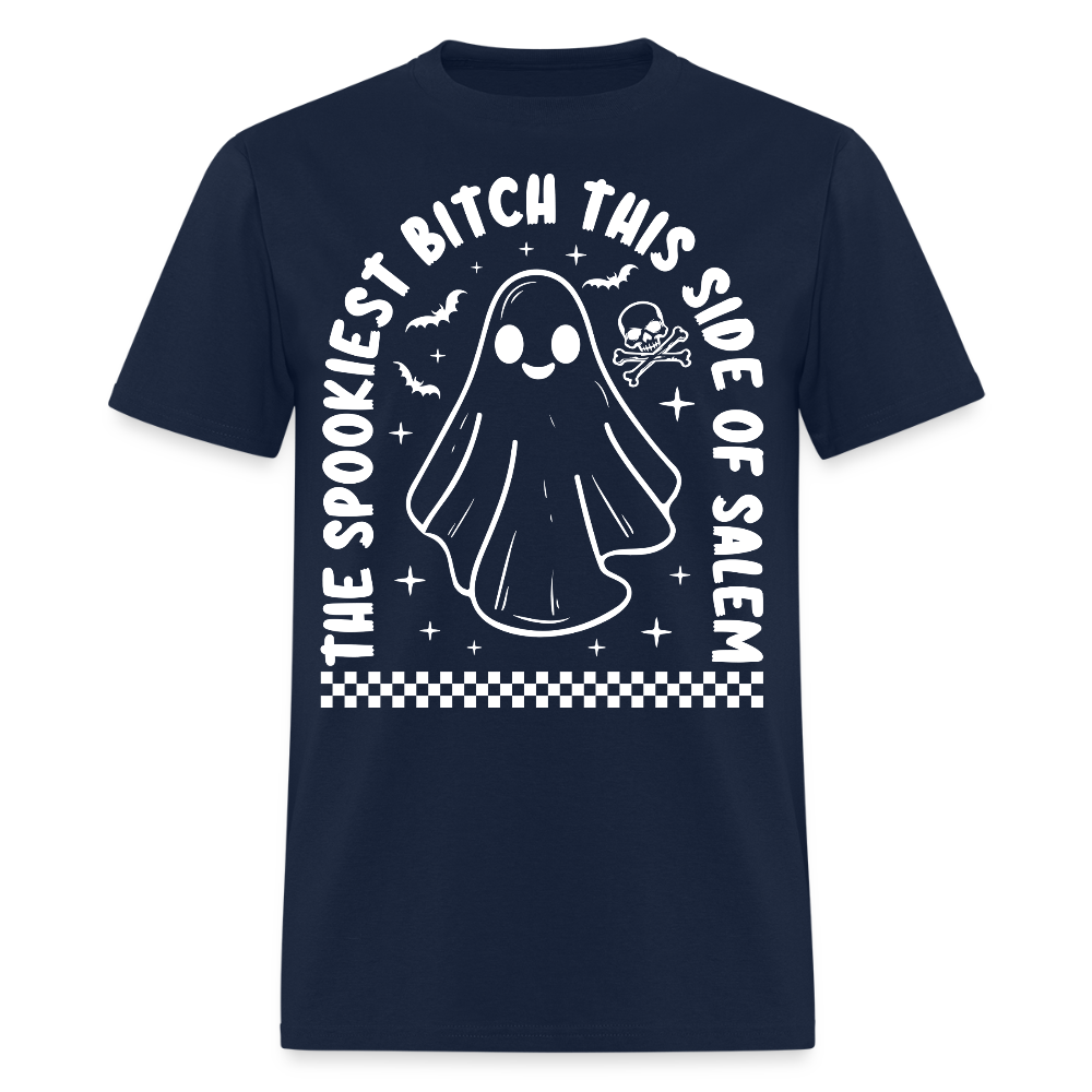 The Spookiest Bitch This Side of Salem Halloween T-Shirt - navy
