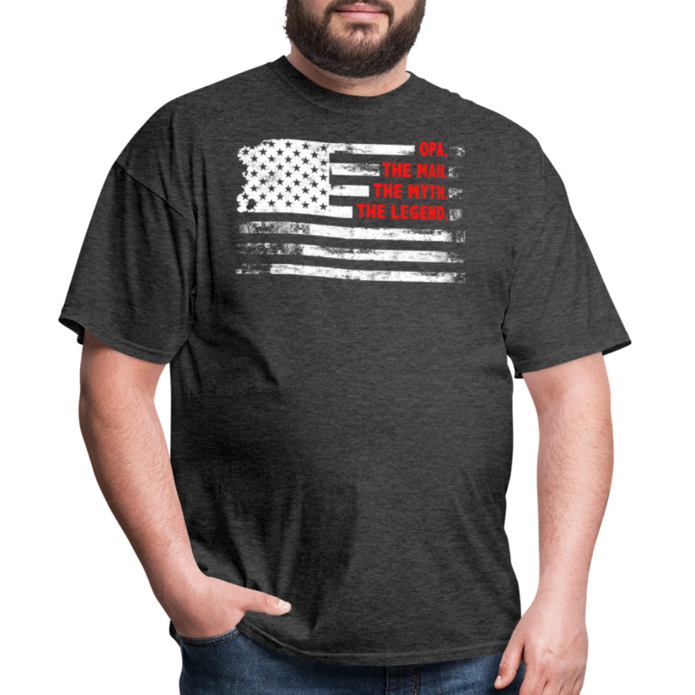 Opa The Man The Myth The Legend Funny Grandpa T-shirt - heather black