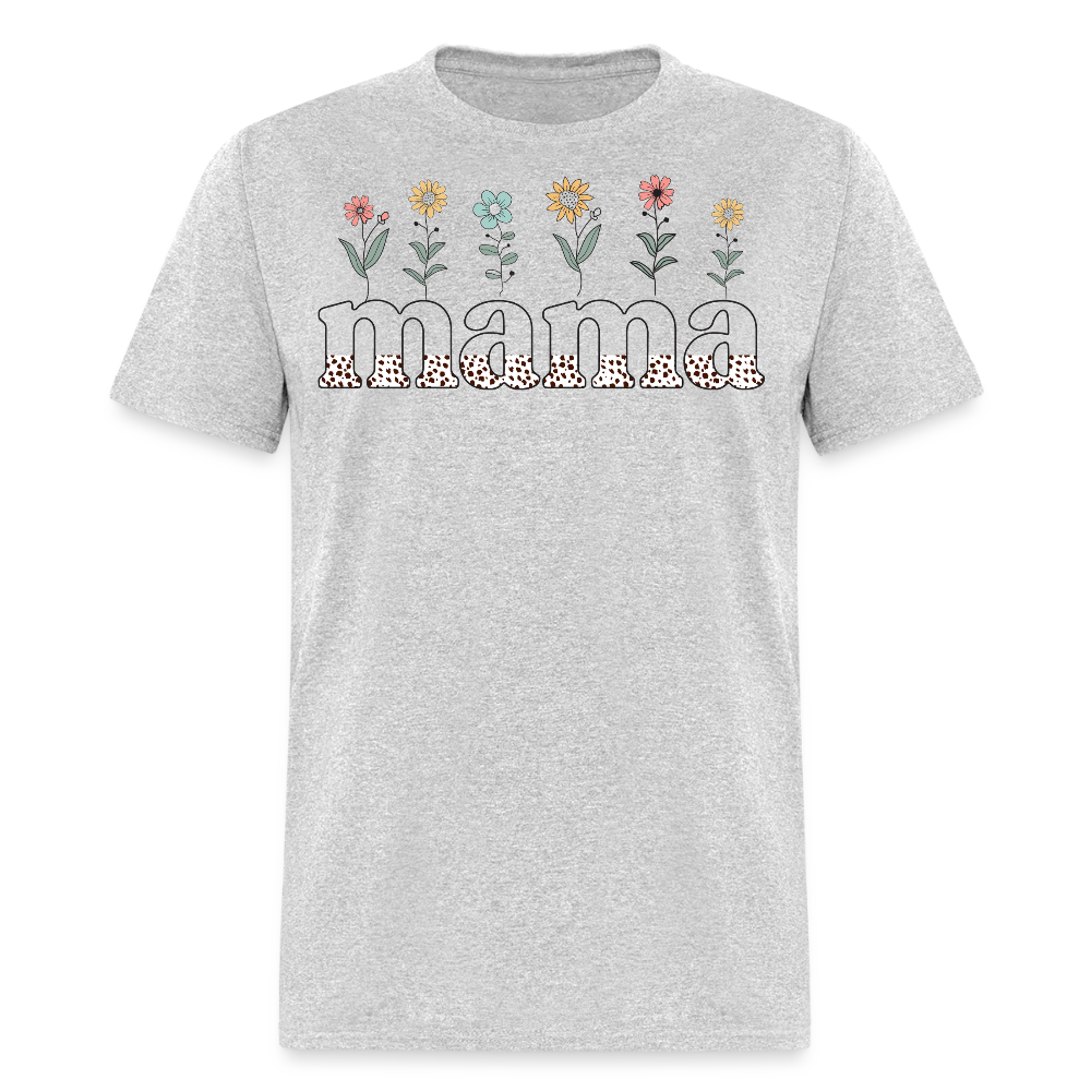 Motherhood Floral Graphic Cute floral Mama T-shirt - heather gray