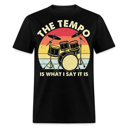 Retro Drum Kit Tempo Drummer T-shirt - black