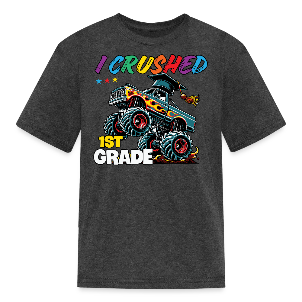 Monster Truck Graduation 1st Grade T-Shirt - heather black