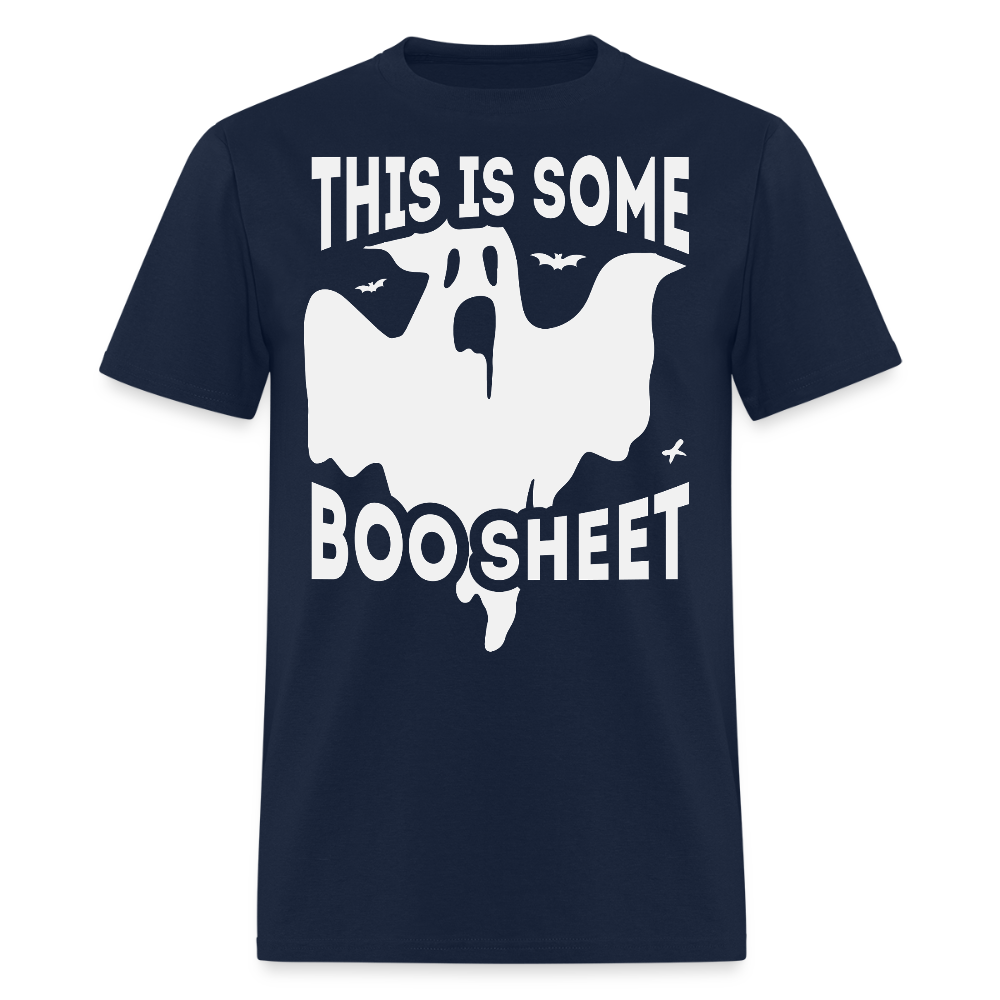 This Is Some Boosheet Funny Halloween Ghost T-Shirt - navy