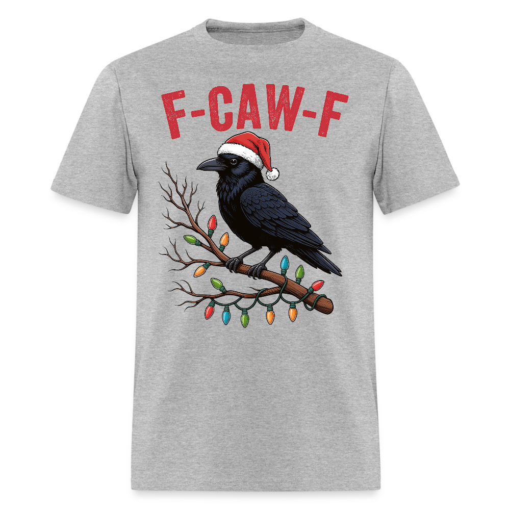 Funny F-Caw-F Christmas Crow Wearing Santa Hat T-Shirt - heather gray