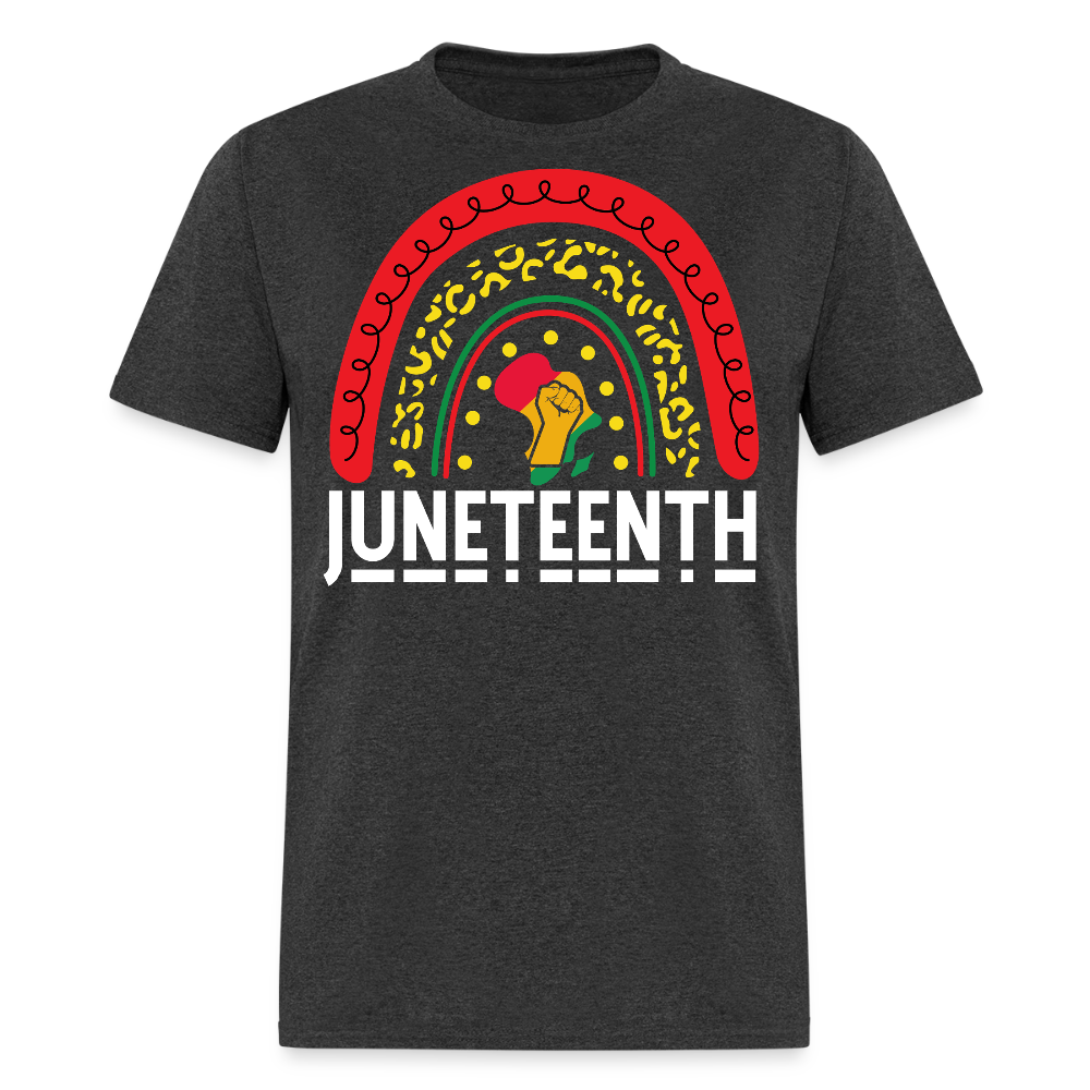 Juneteenth Rainbow Pan-African Pride T-shirt - heather black