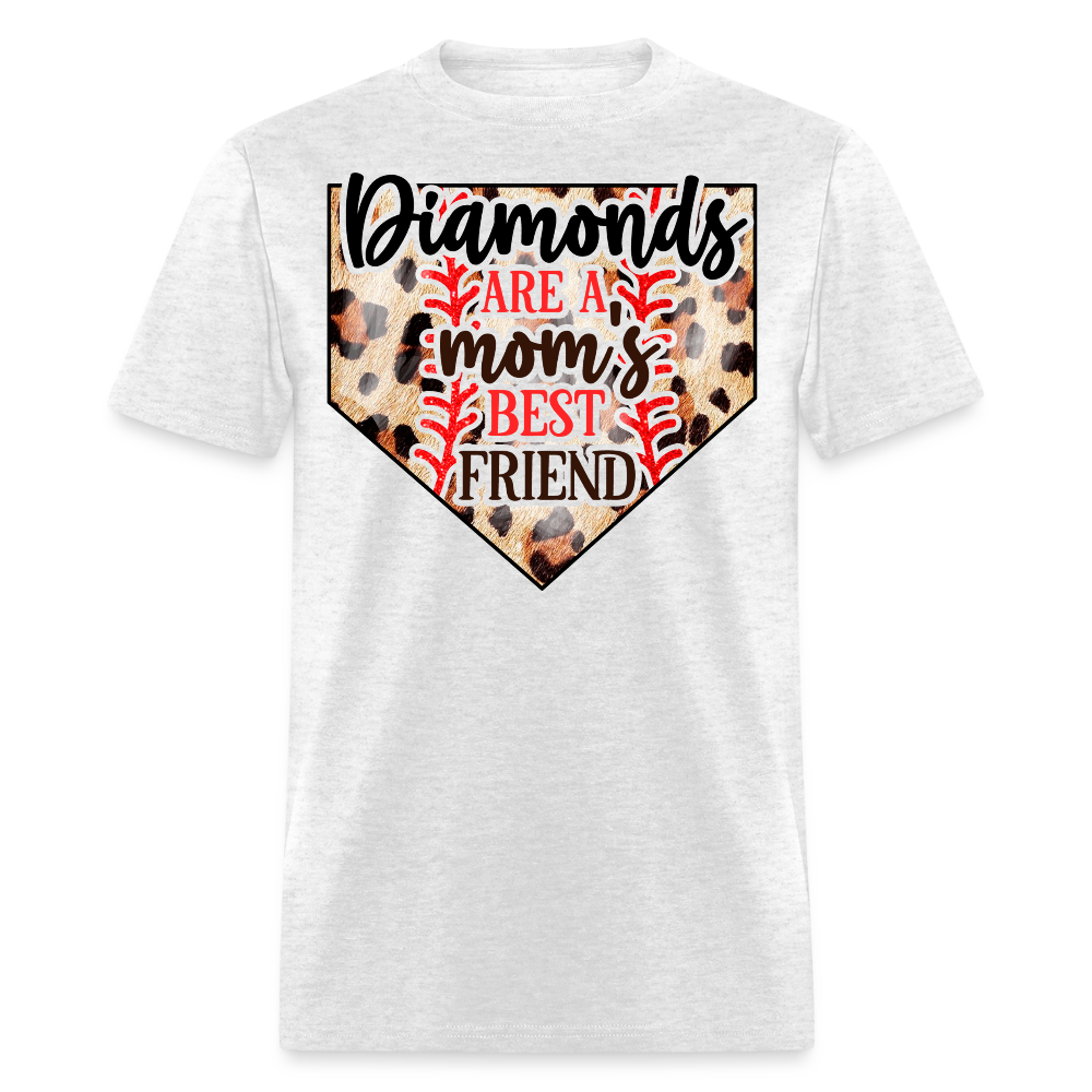 Diamonds Are A Mom’s Best Friend Leopard Print T-shirt - light heather gray