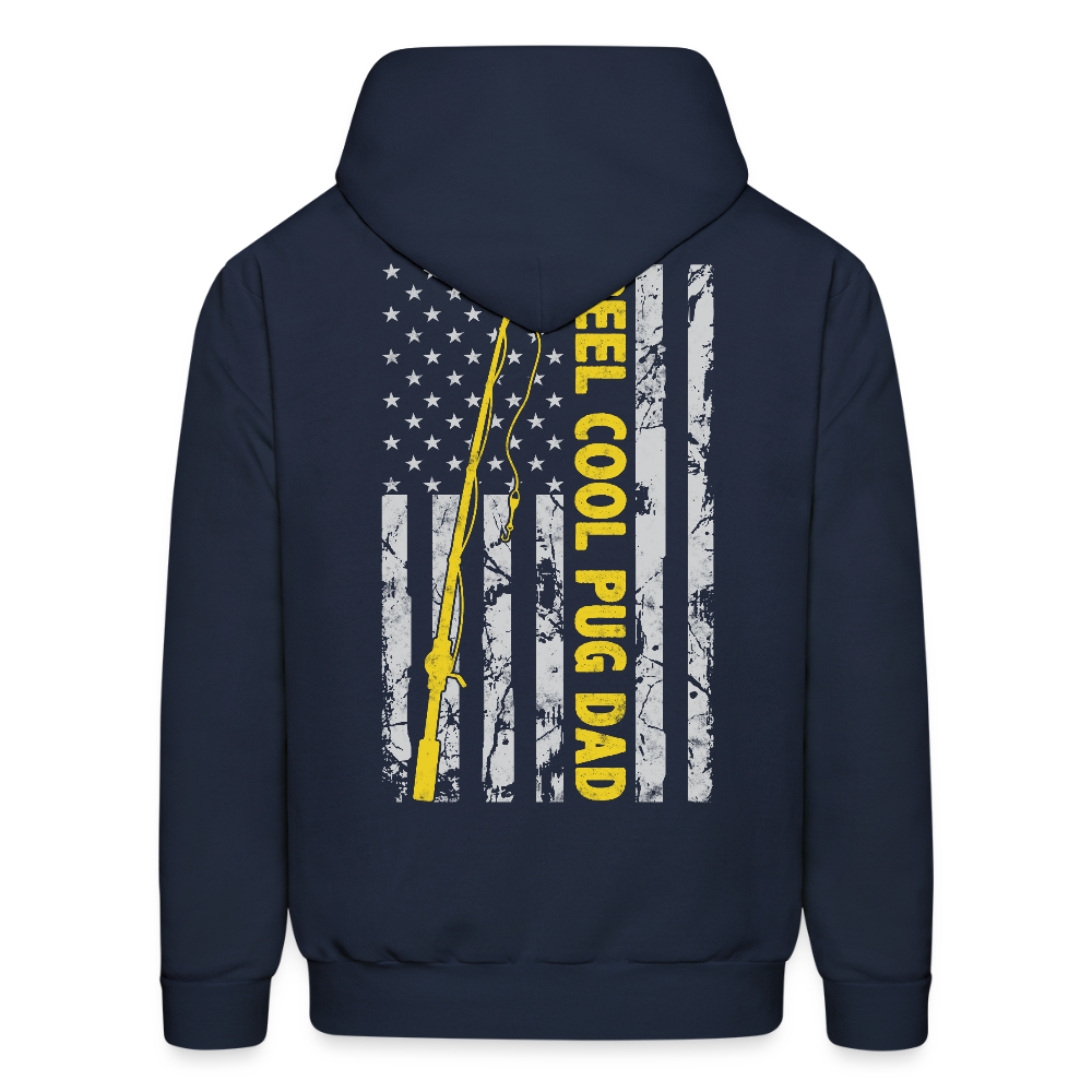 Patriotic Fishing Pug Dad American flag Hoodie - navy