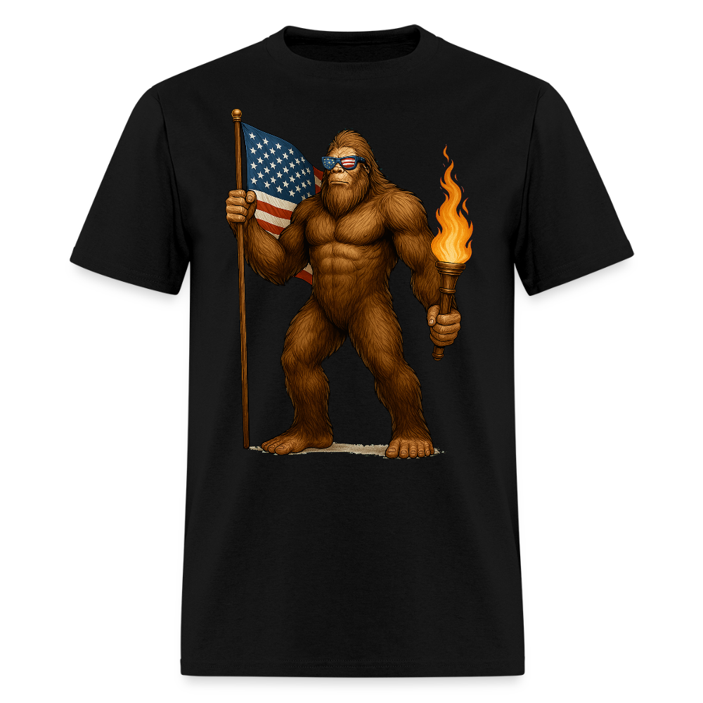 Fourth Of July Sasquatch Patriotic Bigfoot T-Shirt - black