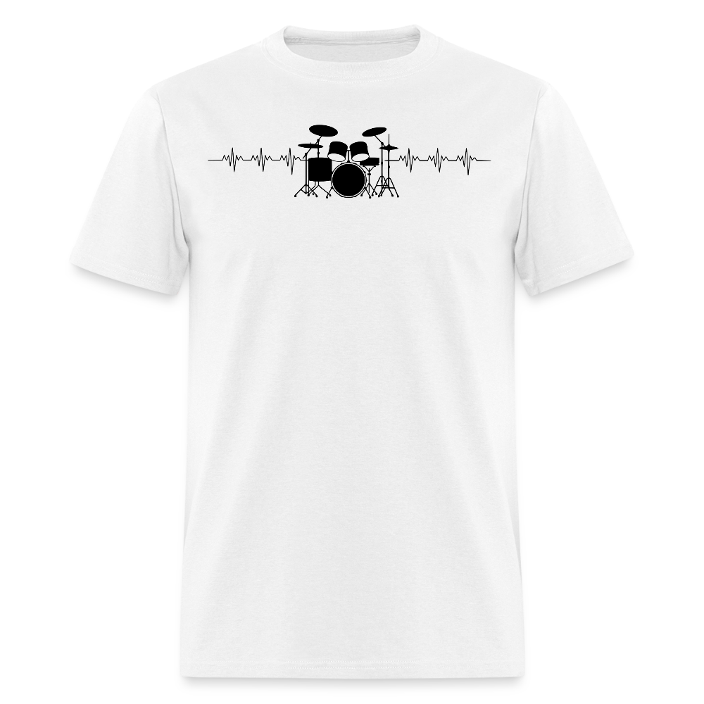 Drum Set Sound Wave Drummer Heartbeat T-shirt - white