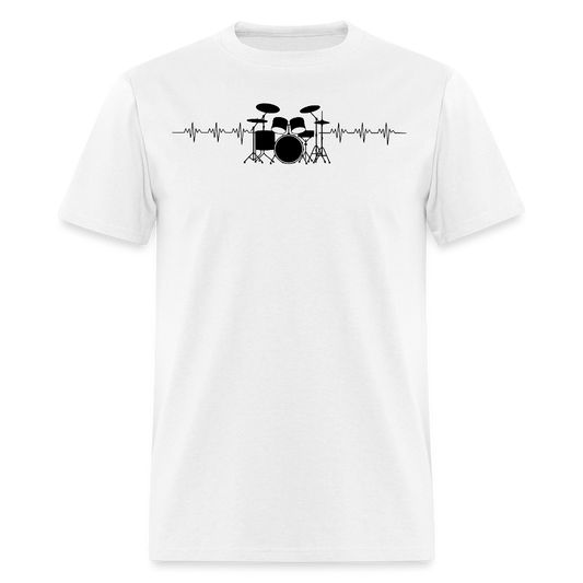 Drum Set Sound Wave Drummer Heartbeat T-shirt - white