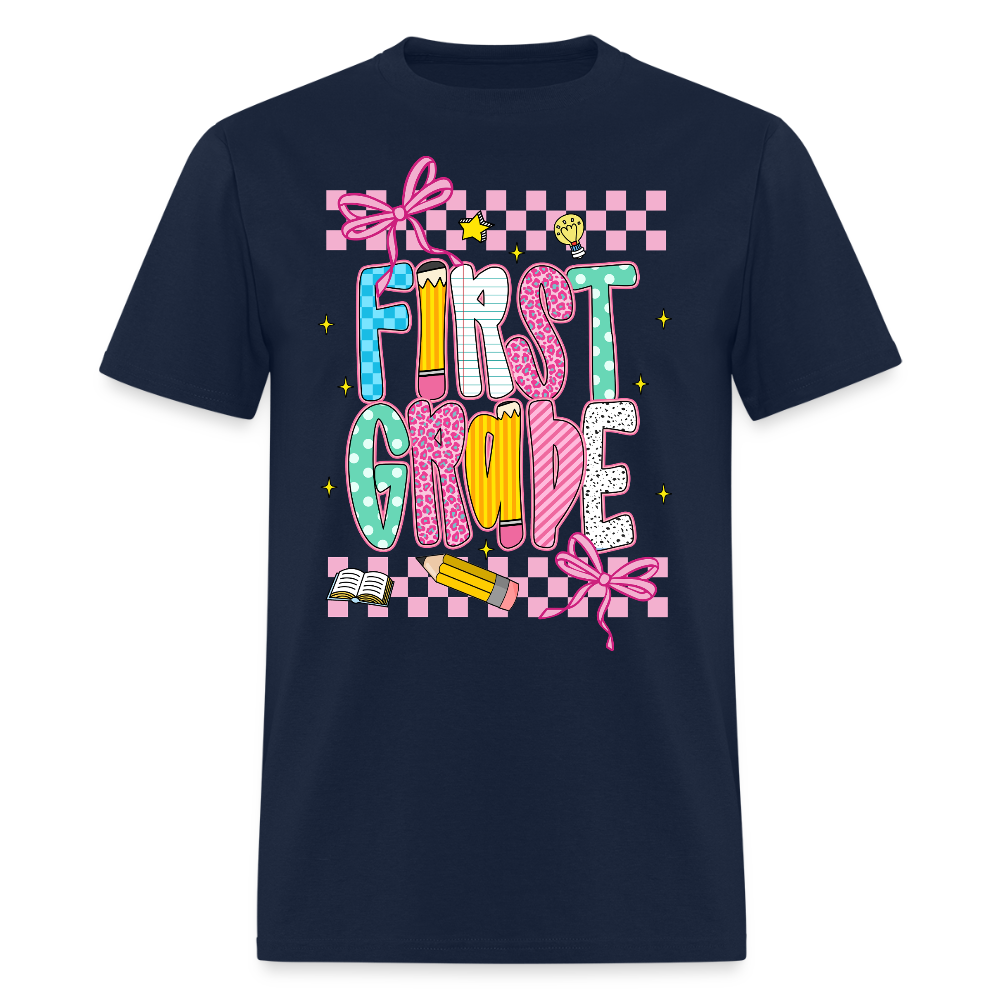 First Grade Girl Back To School T-Shirt - navy