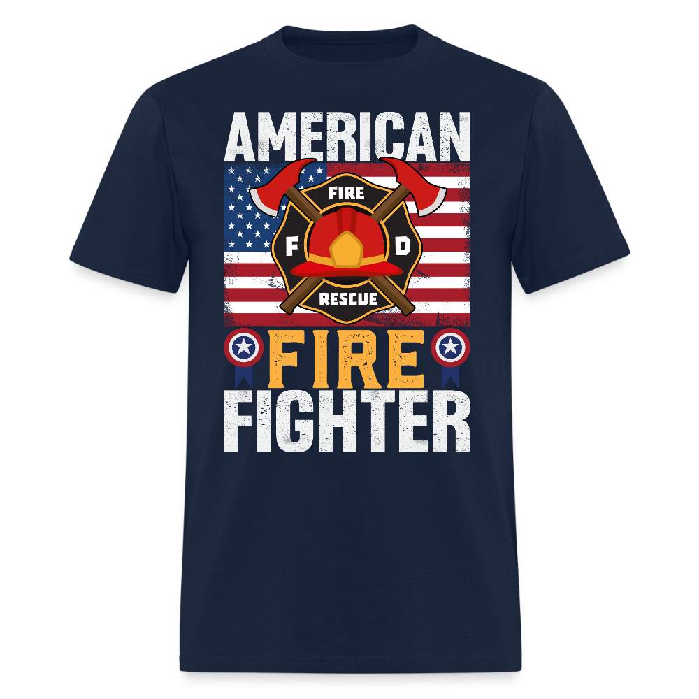 American Firefighter Tee Fire Rescue Pride T-Shirt - navy