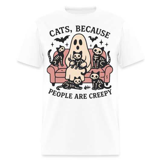 Cats Because People Are Creepy Halloween T-Shirt - white