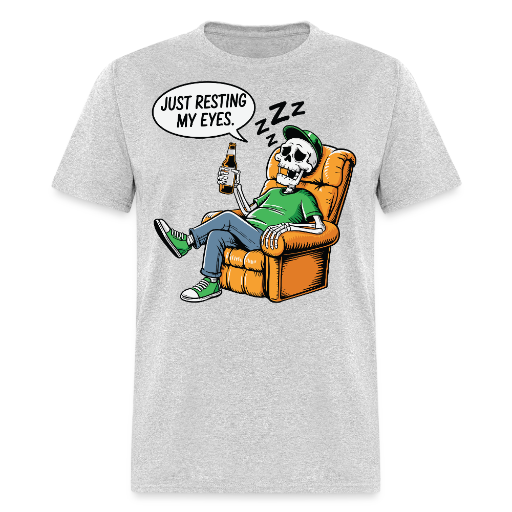 Just Resting My Eyes Skeleton T-shirt - heather gray