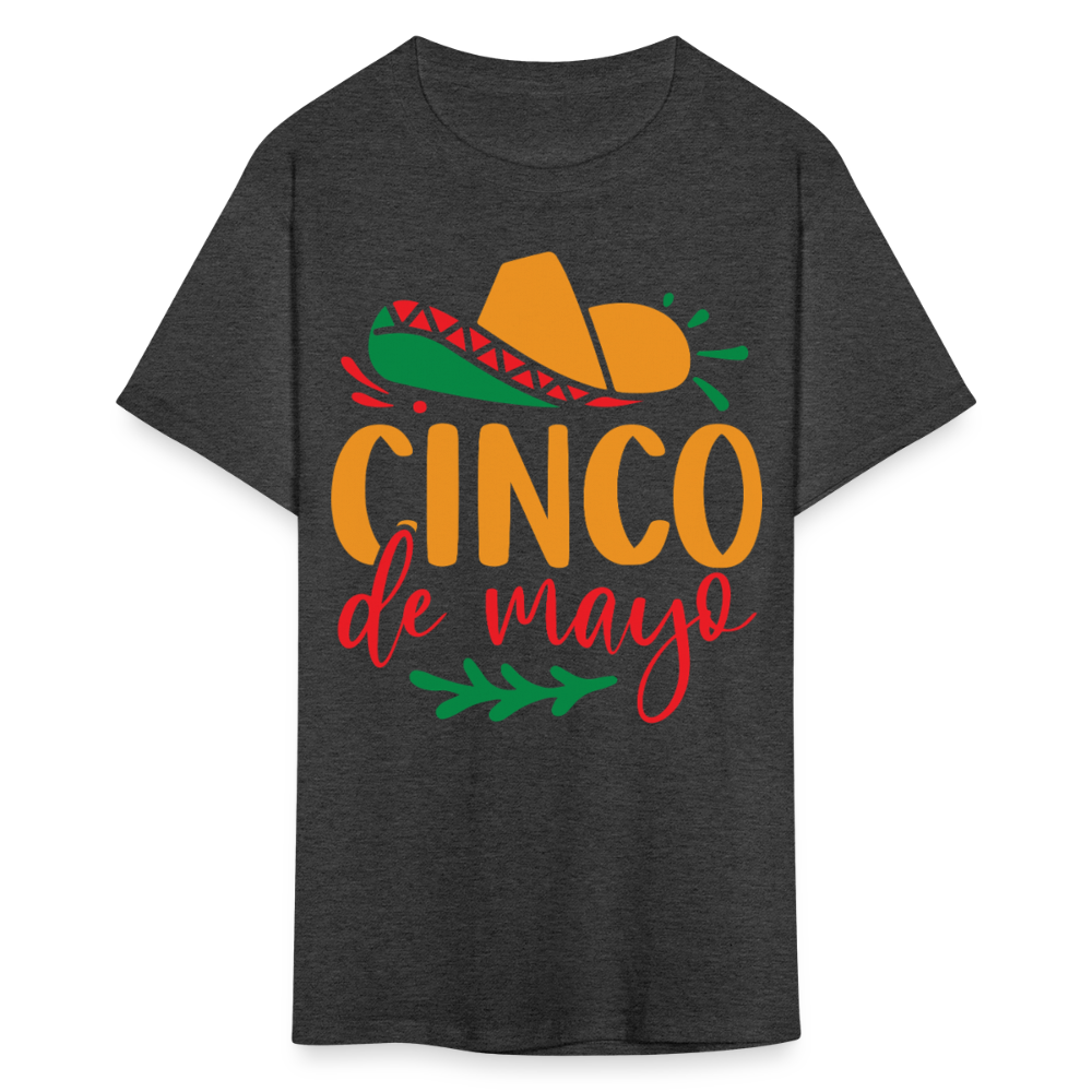 Colorful Cinco De Mayo Sombrero Graphic T-shirt - heather black