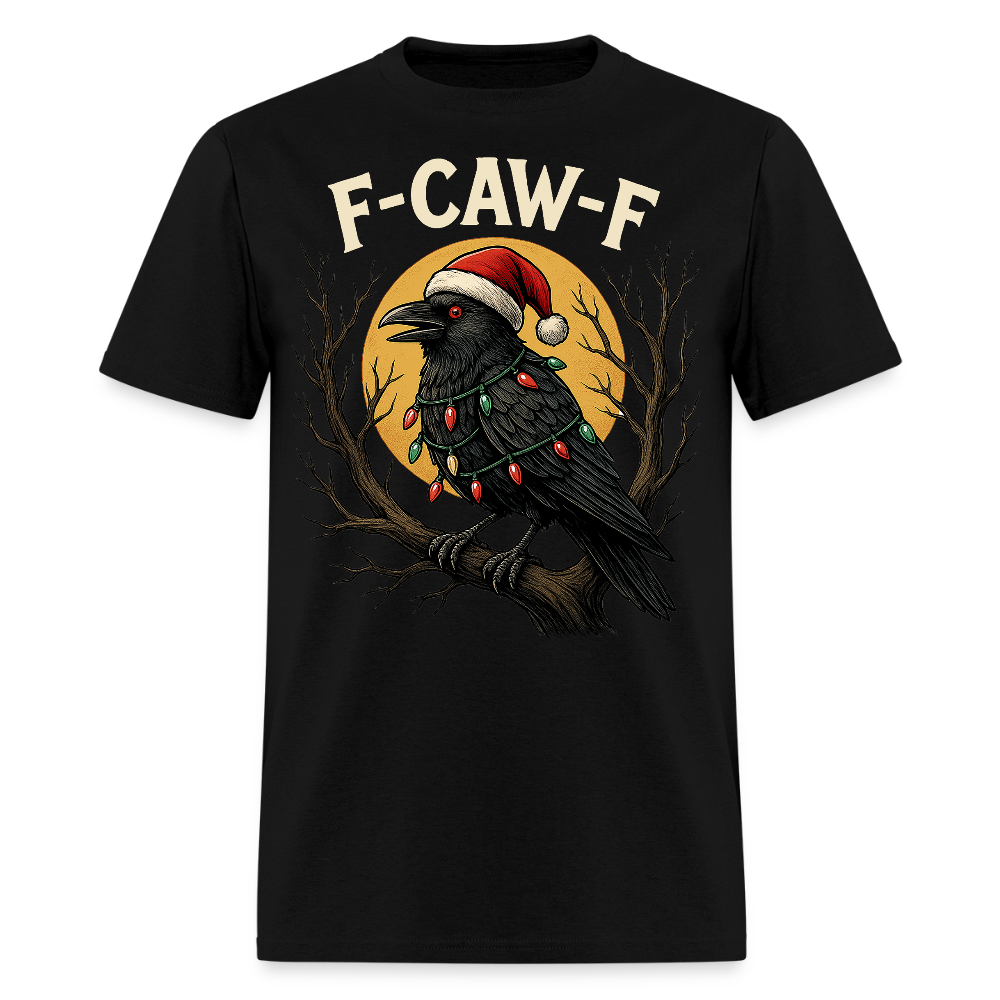 F-Caw-F Santa Hat Funny Raven Christmas T-Shirt - black