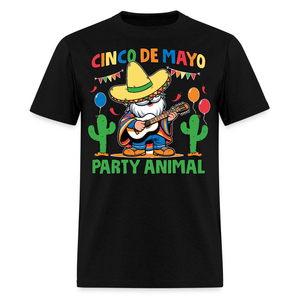 Cinco De Mayo Party Animal Funny Mexican Fiesta Gnome T-shirt - black